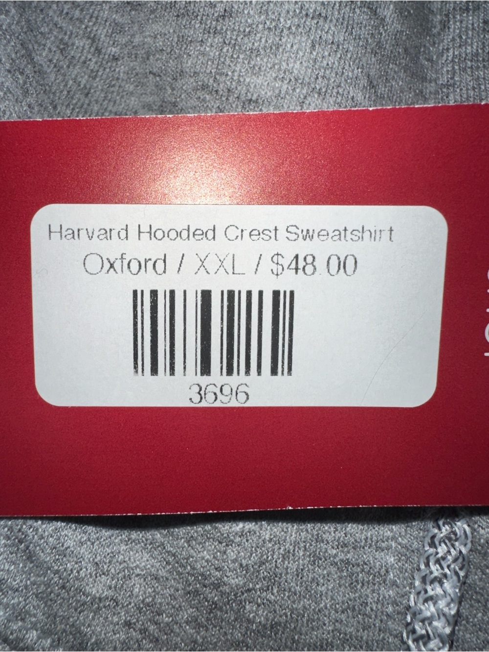 Harvard Gray Hooded Sweatshirt with Crimson Logo (NWT) - Picture 3 of 11